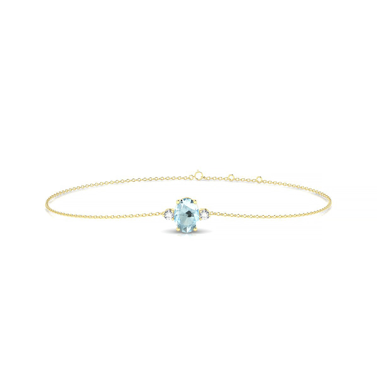 Sparkle | 18k Yellow Gold 7 x 5 mm Oval Aquamarine Bracelet