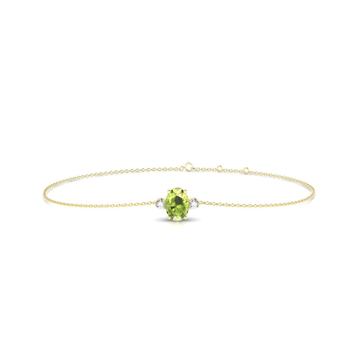 Sparkle | 18k Yellow Gold 7 x 5 mm Oval Peridot Bracelet