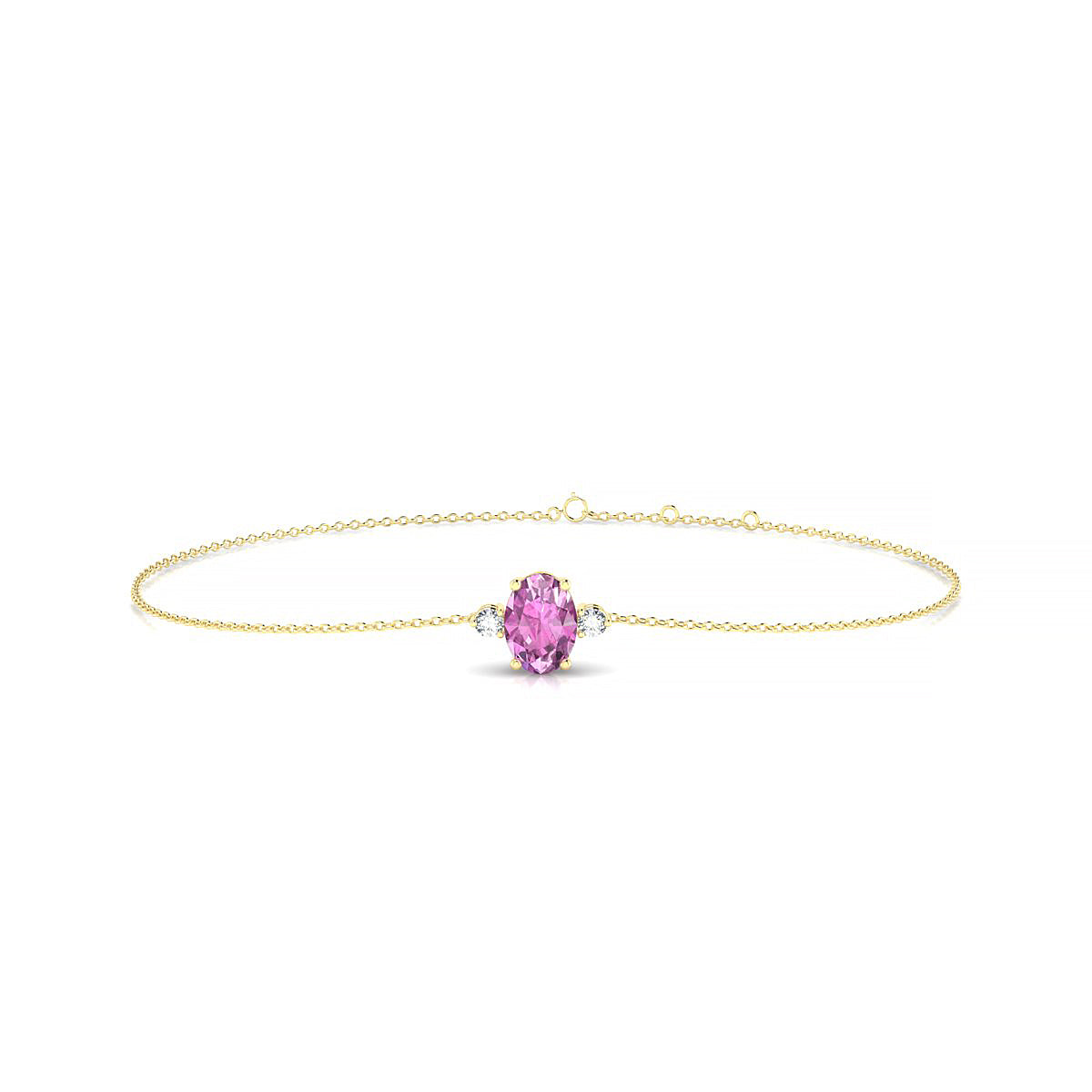 Sparkle | 18k Yellow Gold 7 x 5 mm Oval Pink Sapphire Bracelet