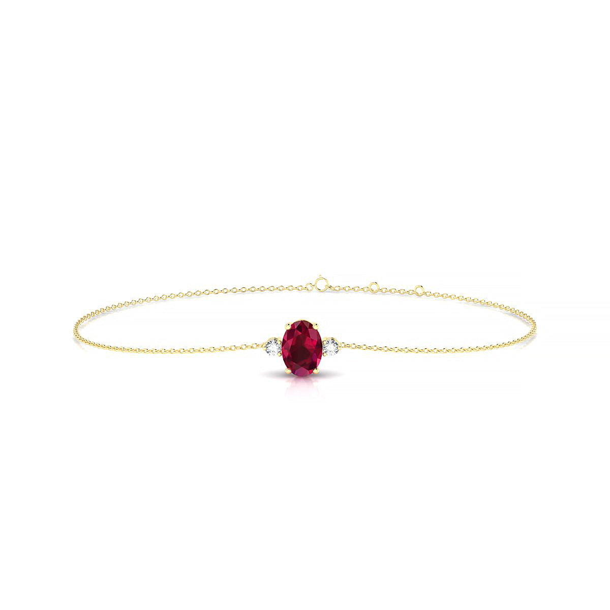 Sparkle | 18k Yellow Gold 7 x 5 mm Oval Ruby Bracelet