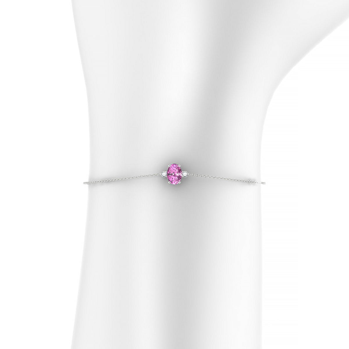 Sparkle | 18k White Gold 7 x 5 mm Oval Pink Sapphire Bracelet
