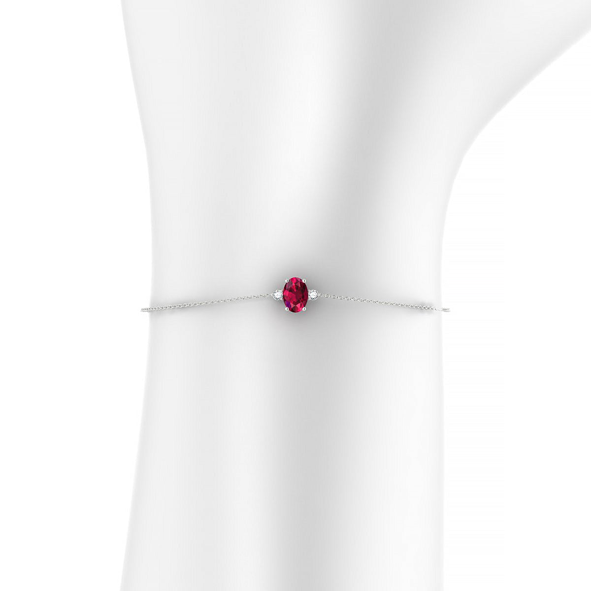 Sparkle | 18k White Gold 7 x 5 mm Oval Ruby Bracelet