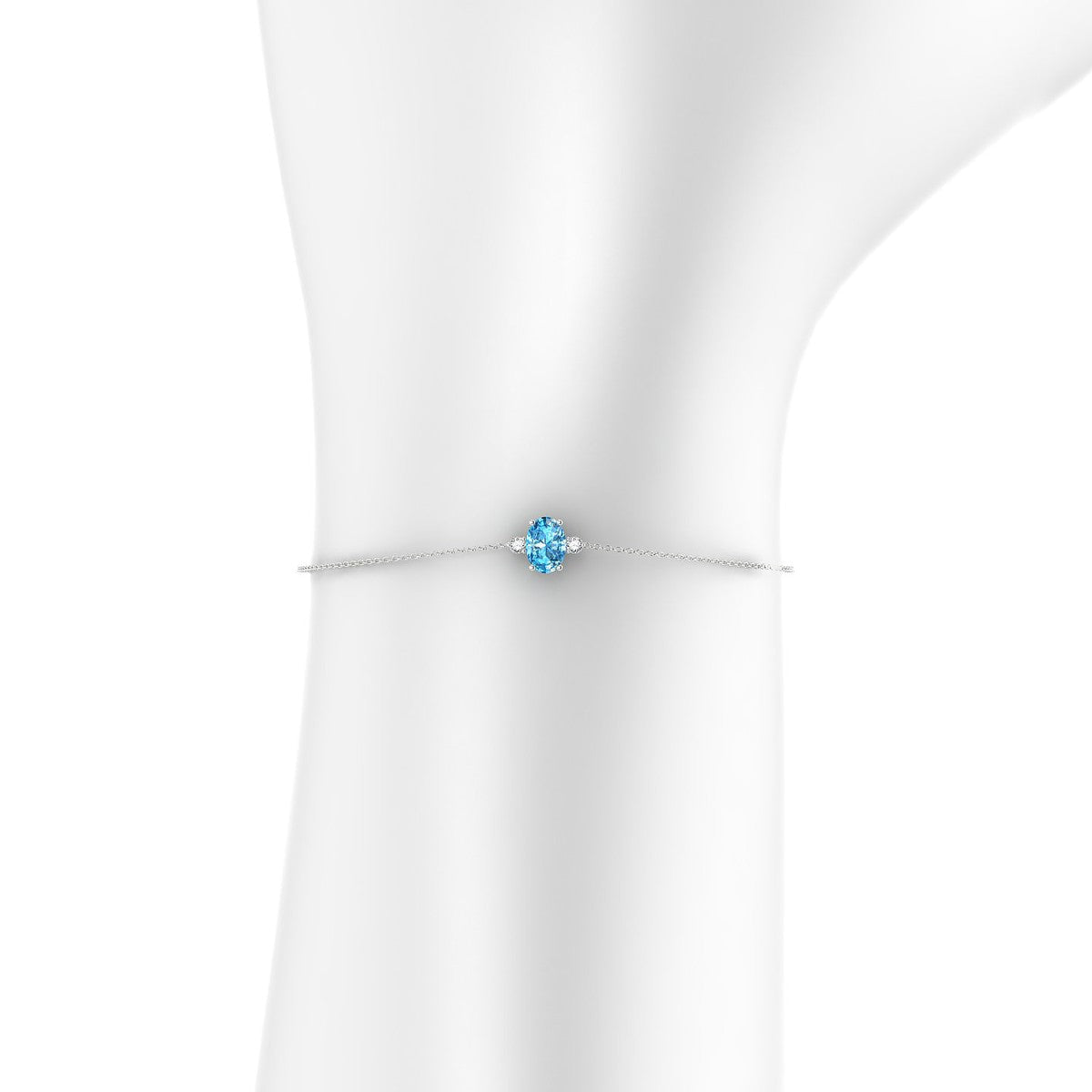 Sparkle | 18k White Gold 7 x 5 mm Oval Topaz Bracelet
