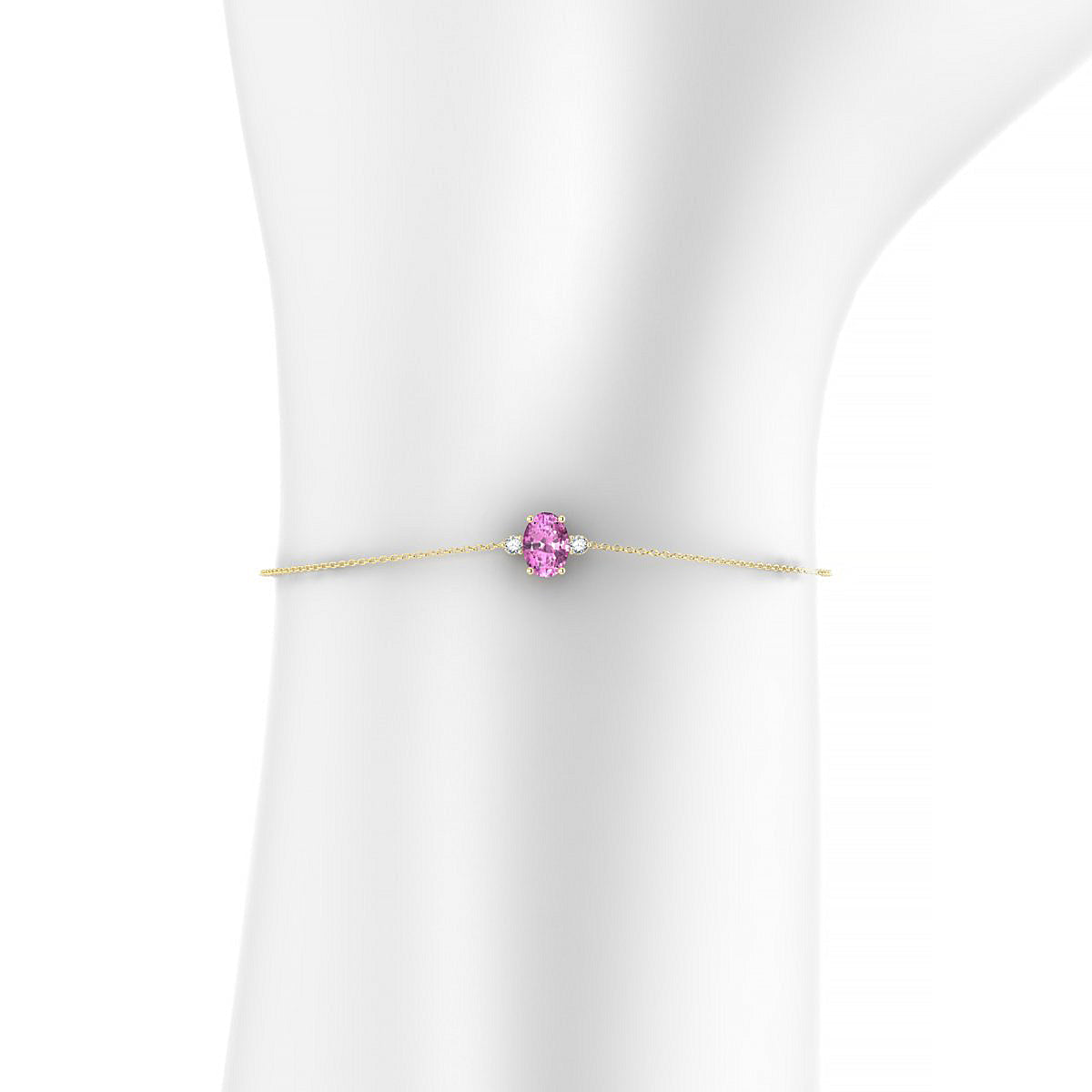 Sparkle | 18k Yellow Gold 7 x 5 mm Oval Pink Sapphire Bracelet
