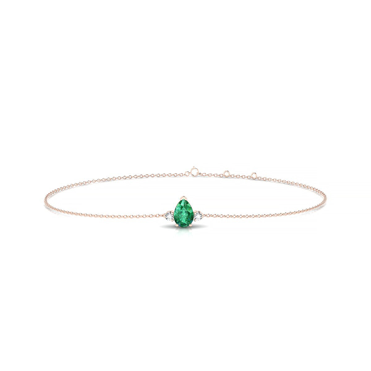 Sparkle | 18k Rose Gold 6 x 4 mm Pear Emerald Bracelet