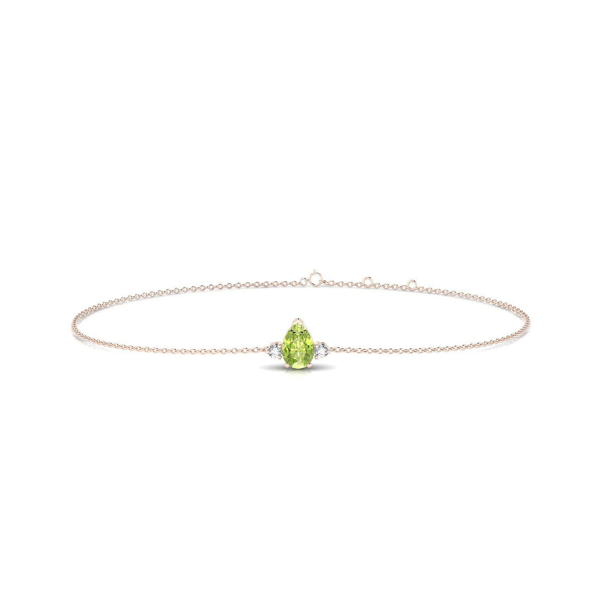 Sparkle | 18k Rose Gold 6 x 4 mm Pear Peridot Bracelet