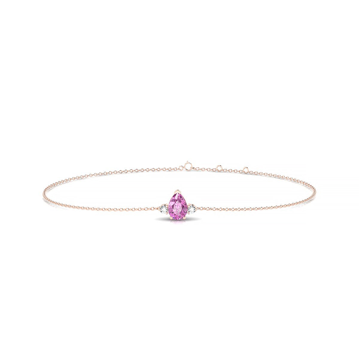 Sparkle | 18k Rose Gold 6 x 4 mm Pear Pink Sapphire Bracelet