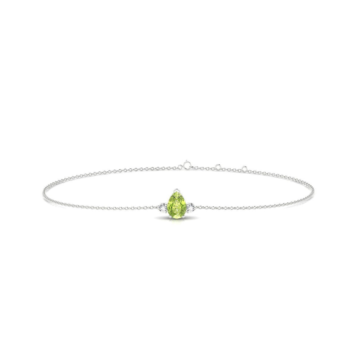 Sparkle | 18k White Gold 6 x 4 mm Pear Peridot Bracelet