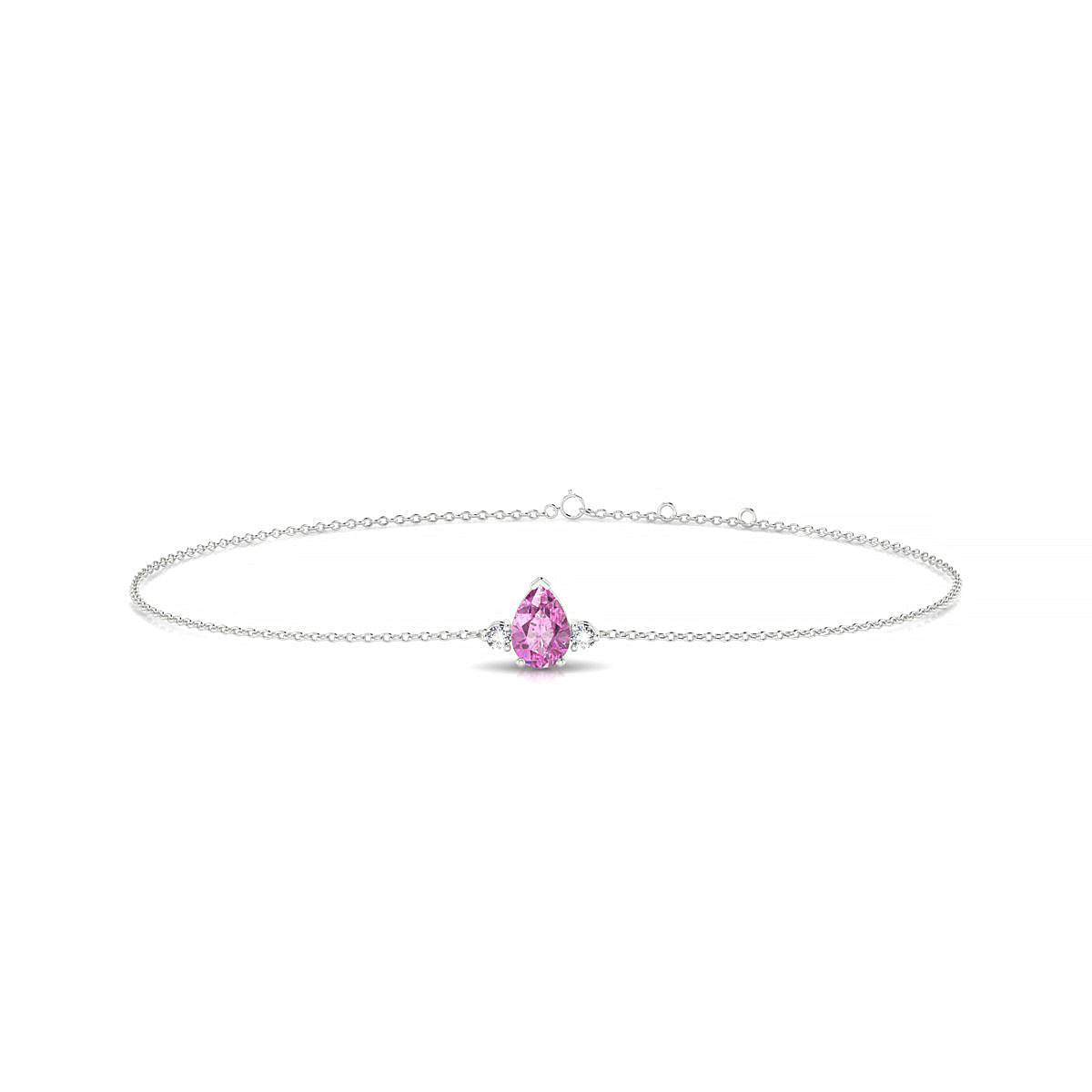 Sparkle | 18k White Gold 6 x 4 mm Pear Pink Sapphire Bracelet