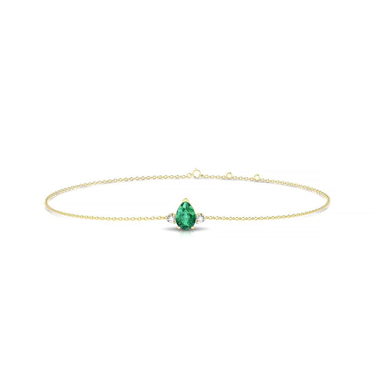 Sparkle | 18k Yellow Gold 6 x 4 mm Pear Emerald Bracelet