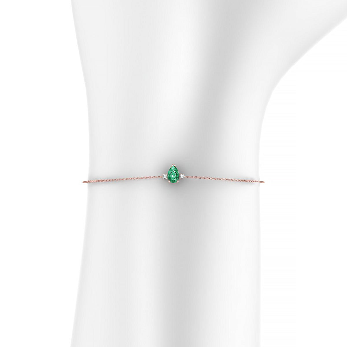 Sparkle | 18k Rose Gold 6 x 4 mm Pear Emerald Bracelet