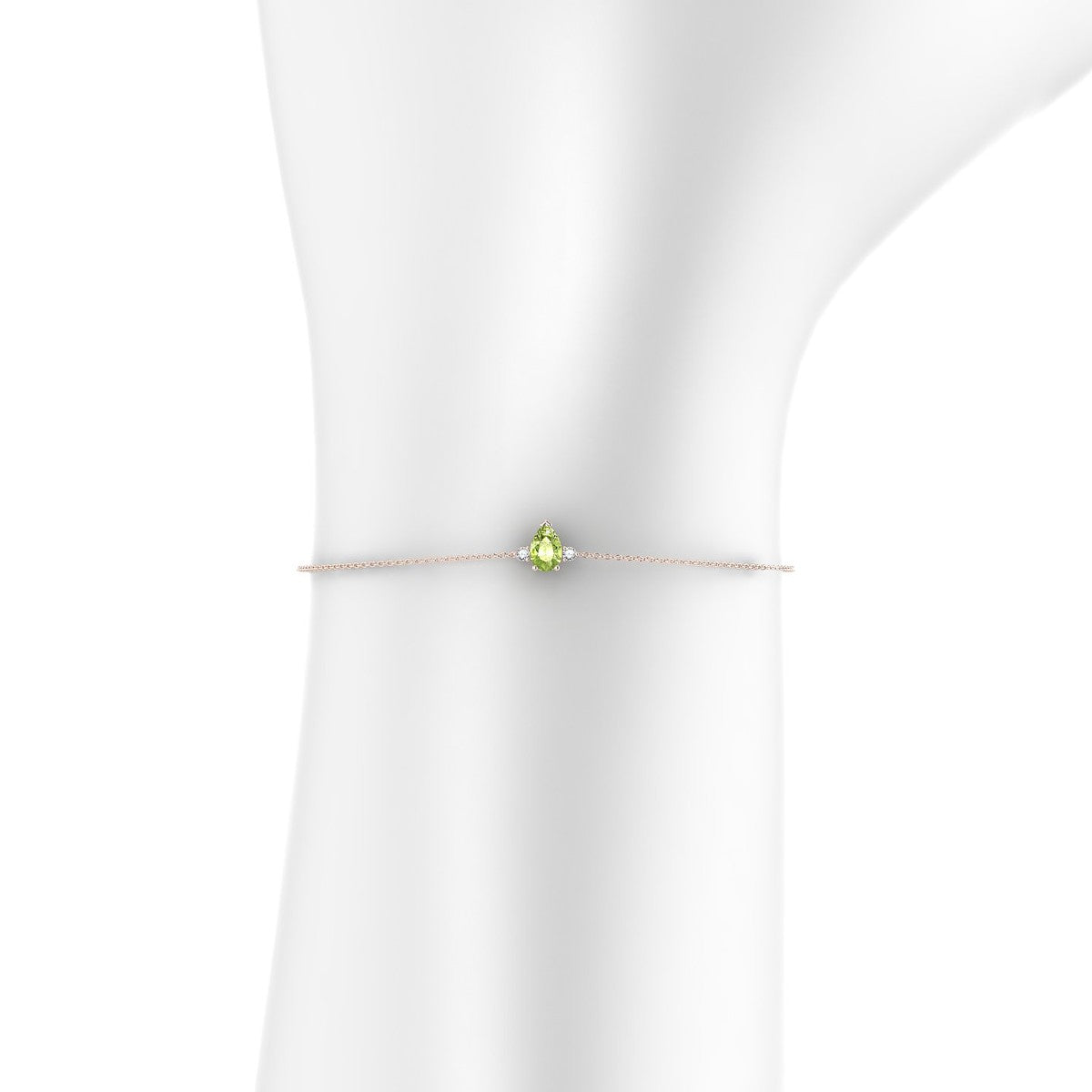 Sparkle | 18k Rose Gold 6 x 4 mm Pear Peridot Bracelet
