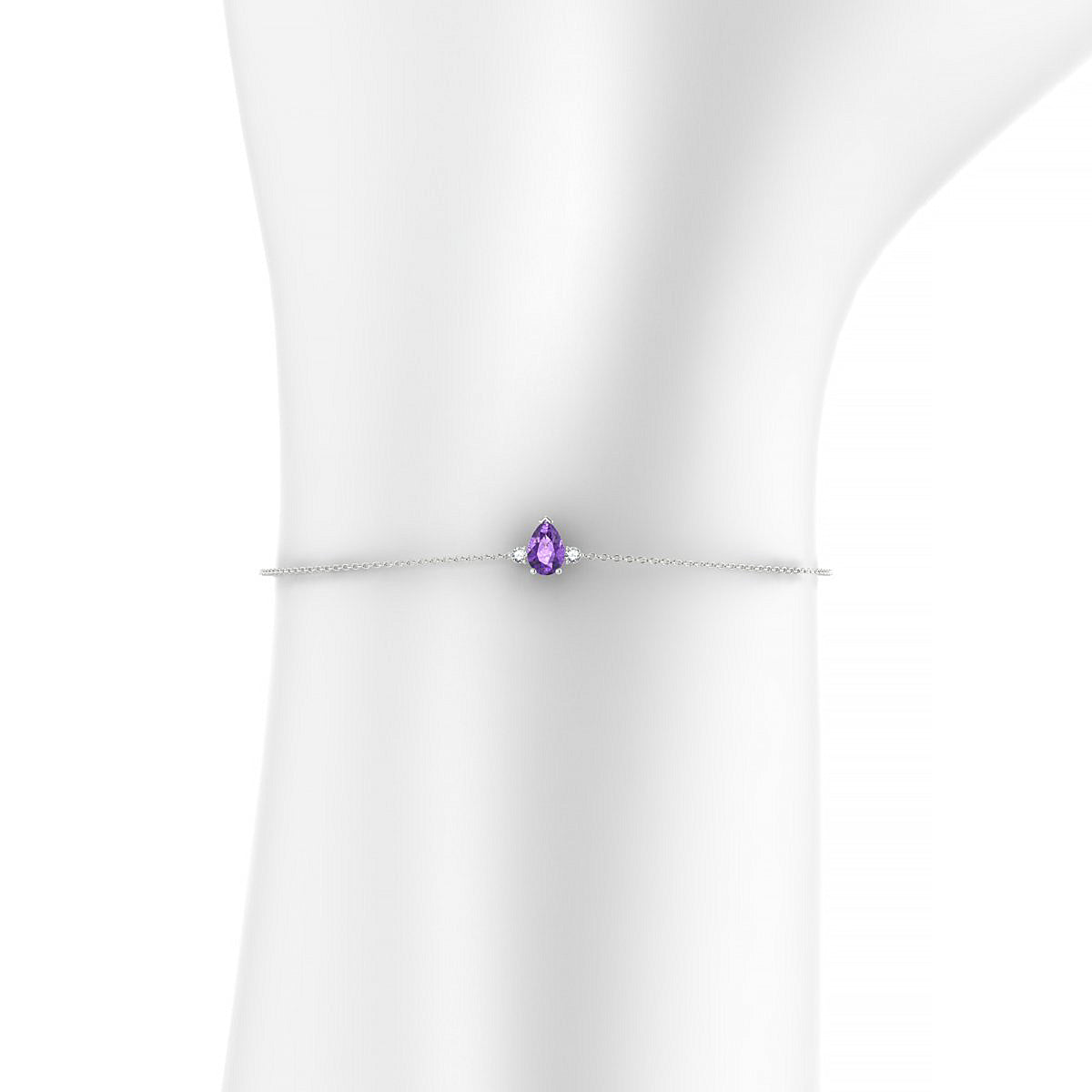 Sparkle | 18k White Gold 6 x 4 mm Pear Amethyst Bracelet