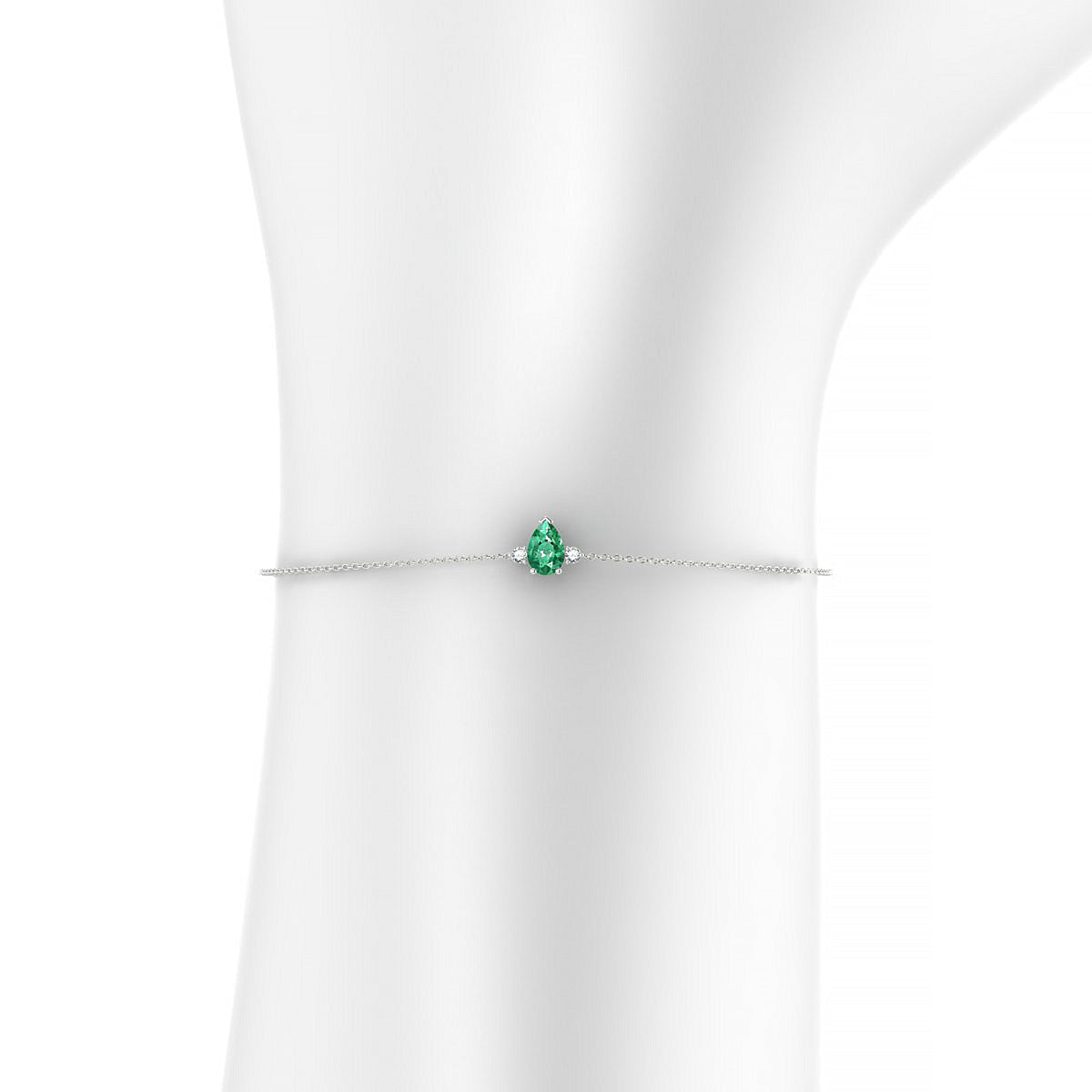 Sparkle | 18k White Gold 6 x 4 mm Pear Emerald Bracelet