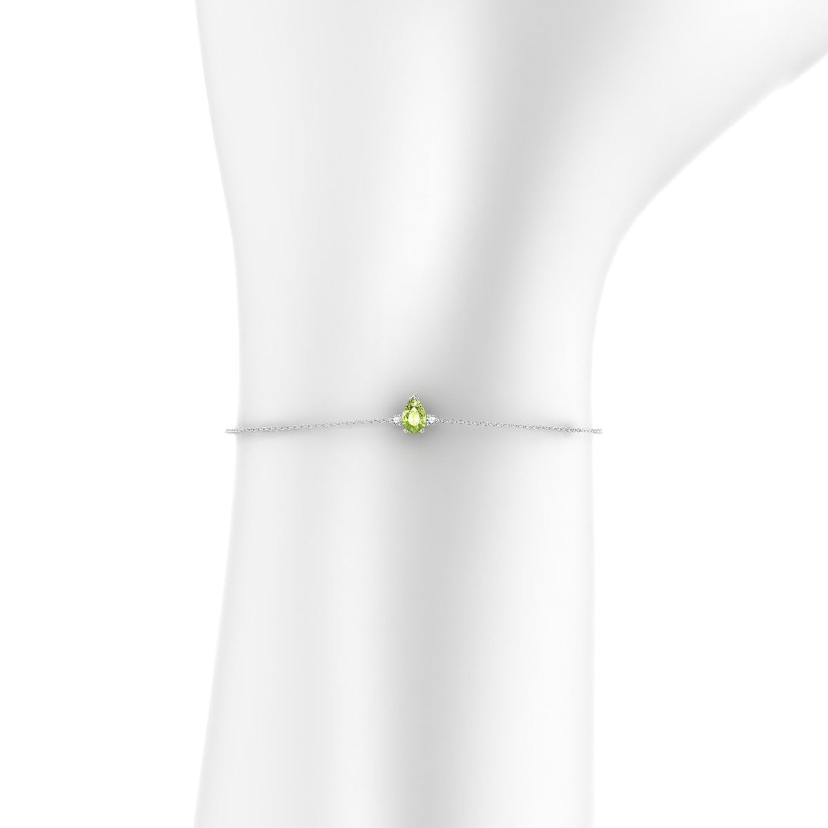 Sparkle | 18k White Gold 6 x 4 mm Pear Peridot Bracelet