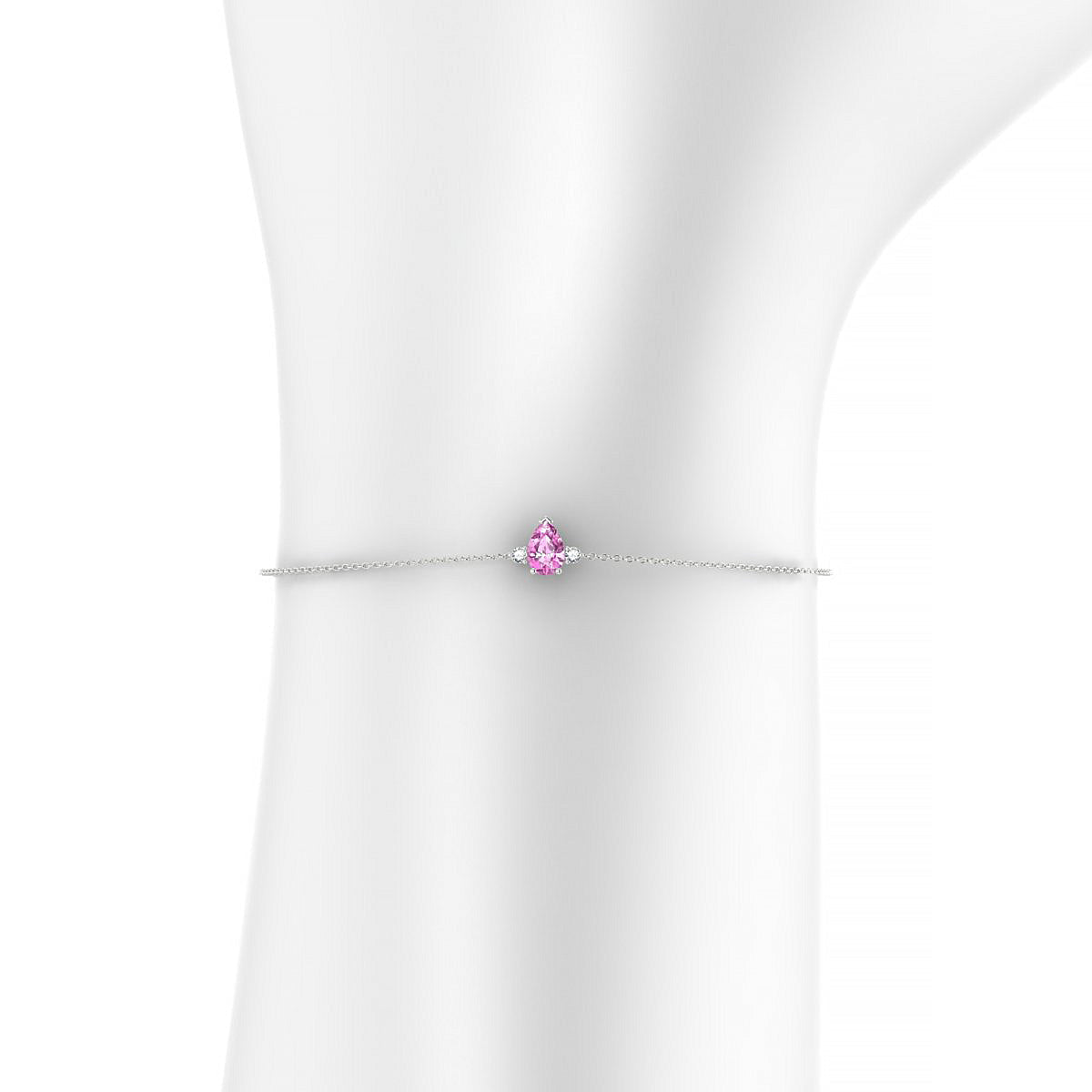 Sparkle | 18k White Gold 6 x 4 mm Pear Pink Sapphire Bracelet