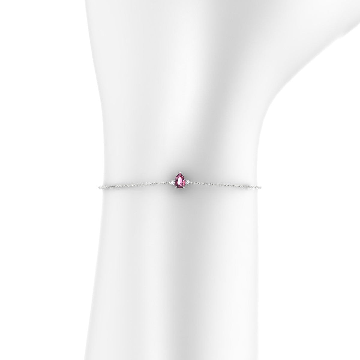 Sparkle | 18k White Gold 6 x 4 mm Pear Rhodolite Bracelet