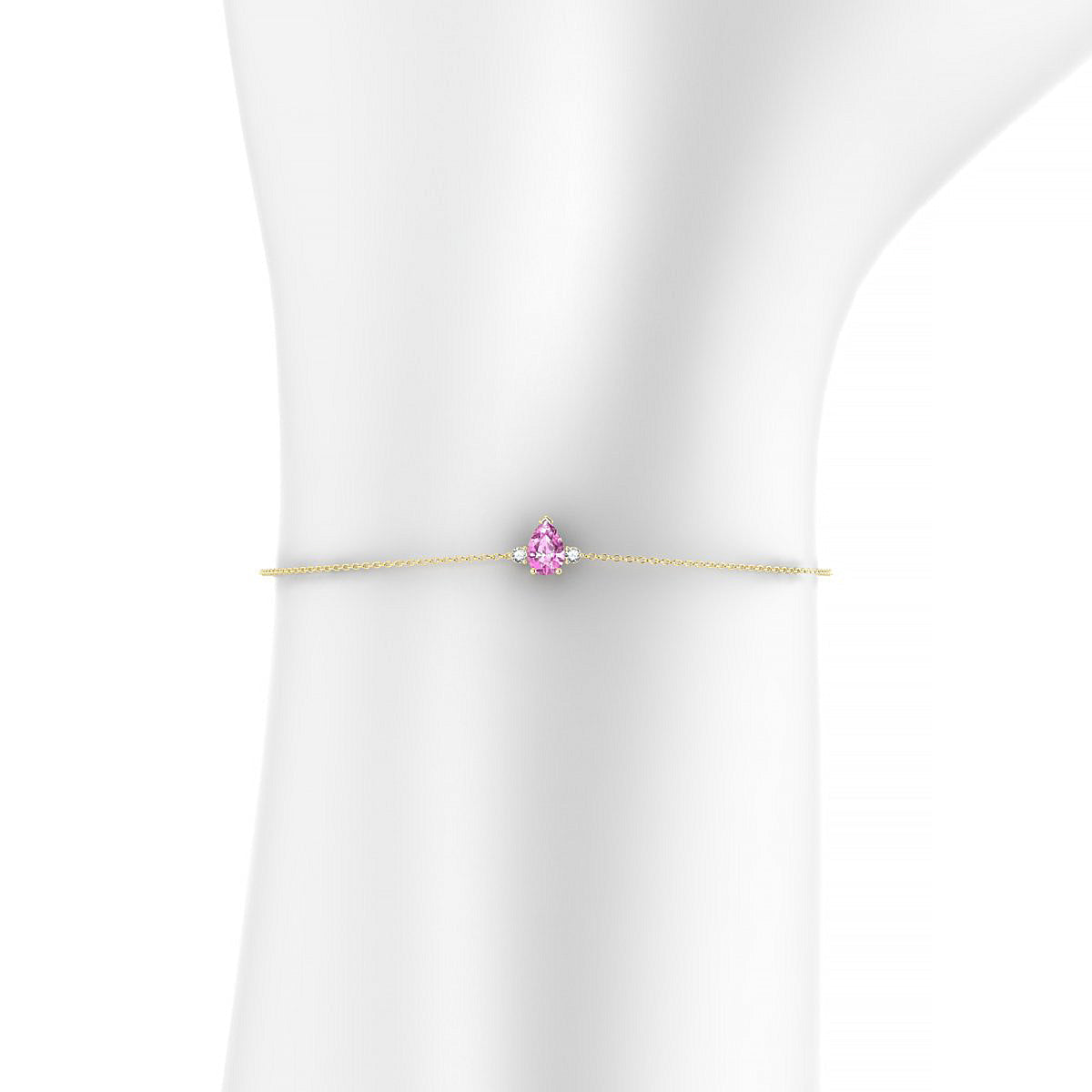 Sparkle | 18k Yellow Gold 6 x 4 mm Pear Pink Sapphire Bracelet