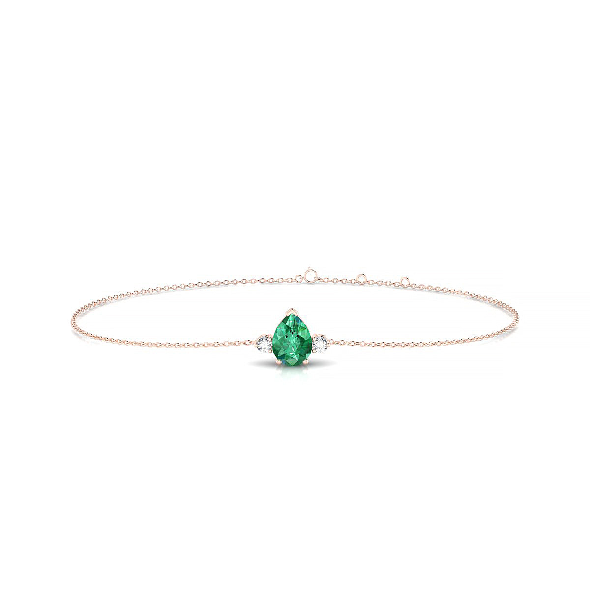 Sparkle | 18k Rose Gold 7 x 5 mm Pear Emerald Bracelet