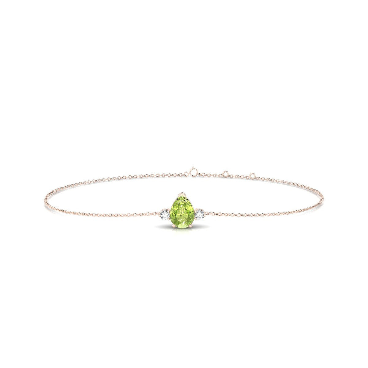 Sparkle | 18k Rose Gold 7 x 5 mm Pear Peridot Bracelet