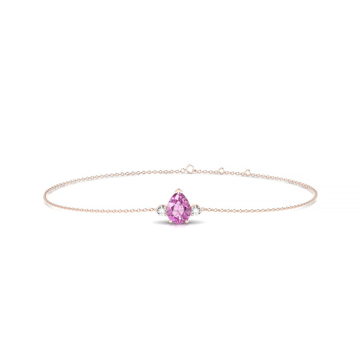 Sparkle | 18k Rose Gold 7 x 5 mm Pear Pink Sapphire Bracelet