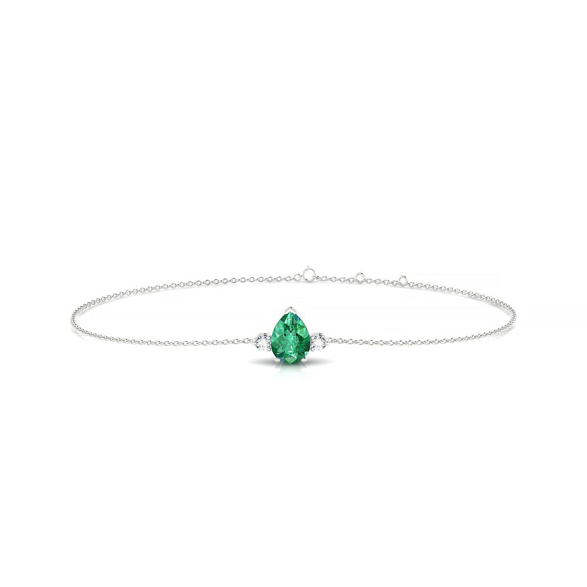Sparkle | 18k White Gold 7 x 5 mm Pear Emerald Bracelet