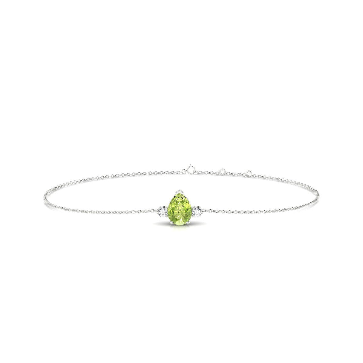 Sparkle | 18k White Gold 7 x 5 mm Pear Peridot Bracelet