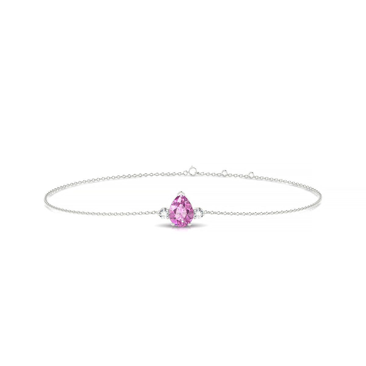 Sparkle | 18k White Gold 7 x 5 mm Pear Pink Sapphire Bracelet