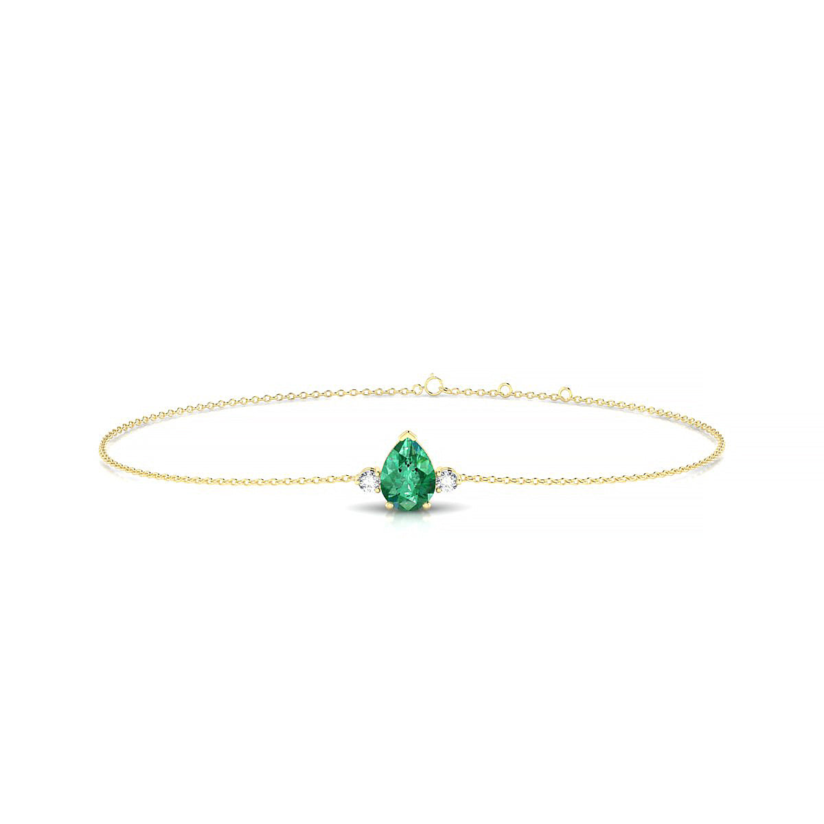 Sparkle | 18k Yellow Gold 7 x 5 mm Pear Emerald Bracelet
