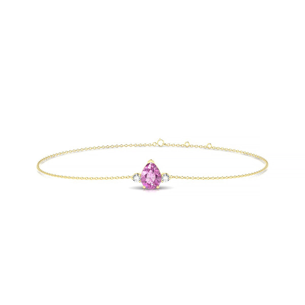 Sparkle | 18k Yellow Gold 7 x 5 mm Pear Pink Sapphire Bracelet