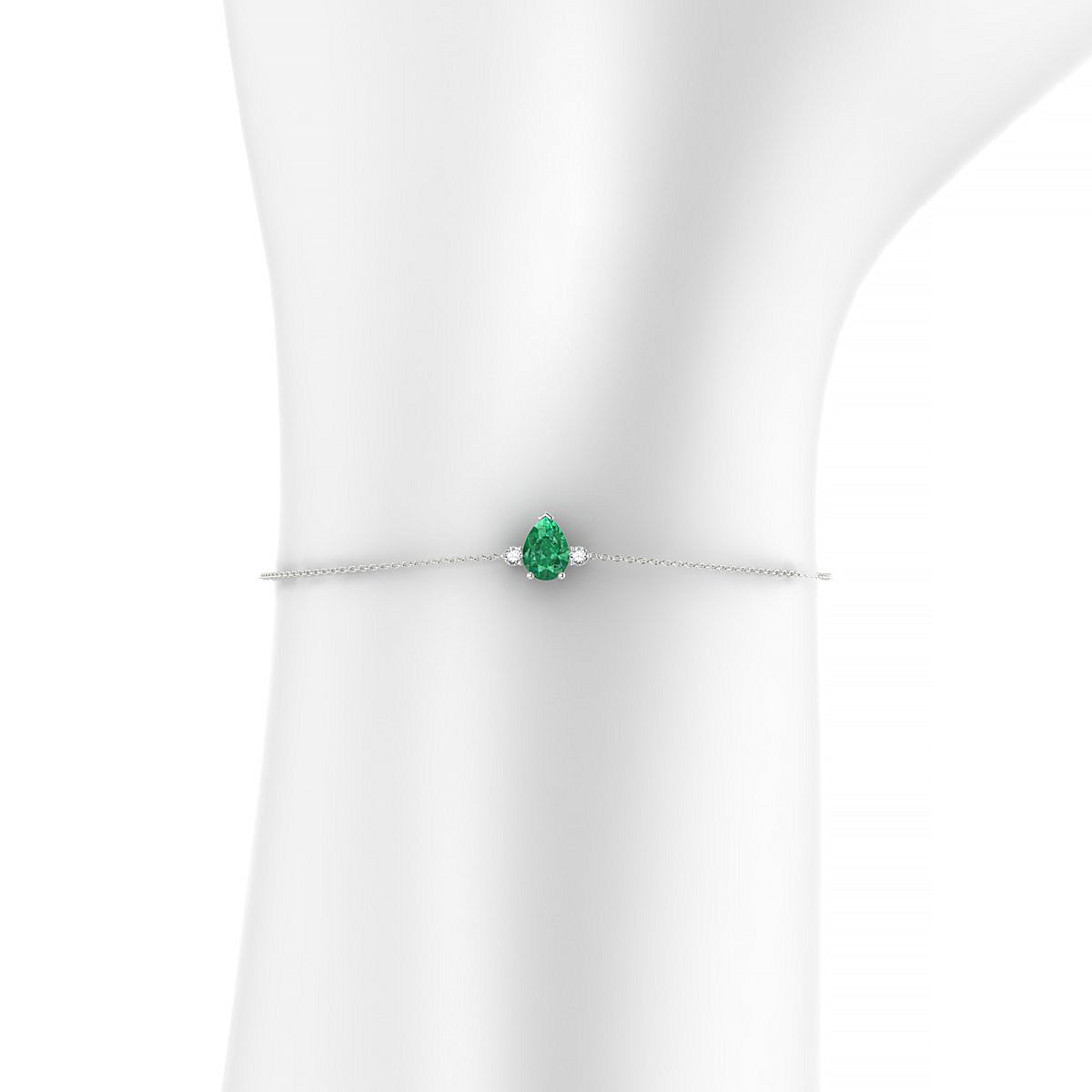 Sparkle | 18k White Gold 7 x 5 mm Pear Emerald Bracelet