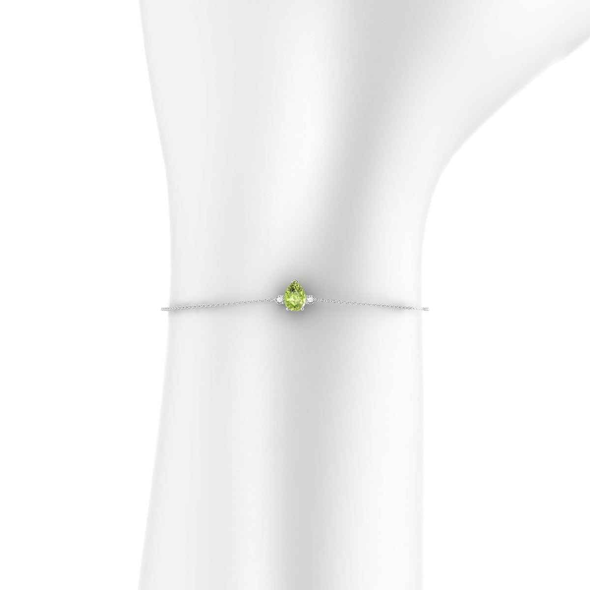 Sparkle | 18k White Gold 7 x 5 mm Pear Peridot Bracelet