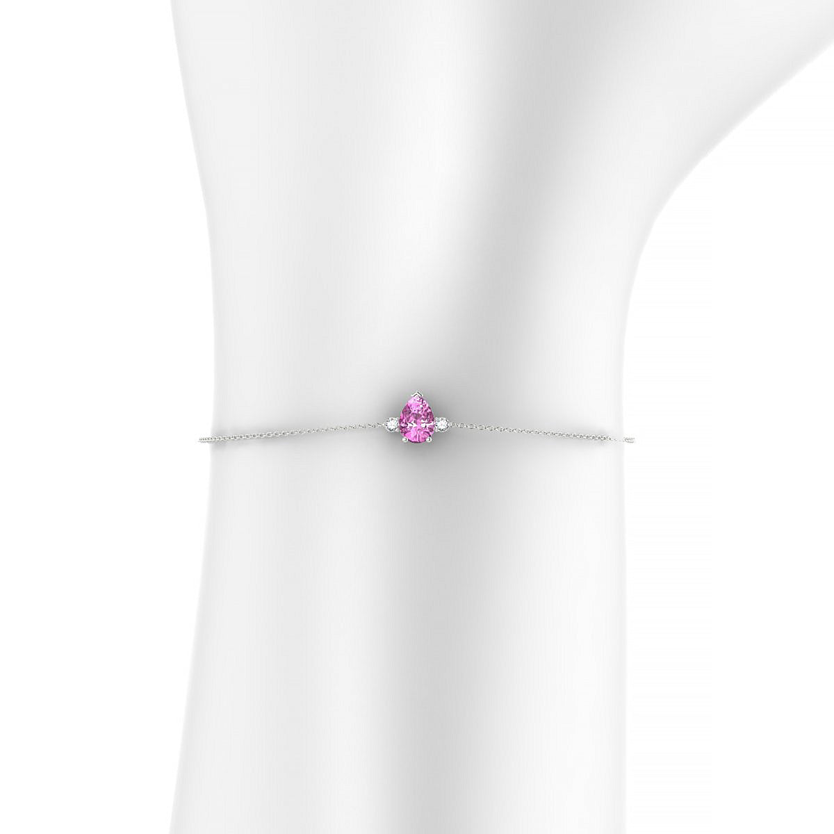 Sparkle | 18k White Gold 7 x 5 mm Pear Pink Sapphire Bracelet