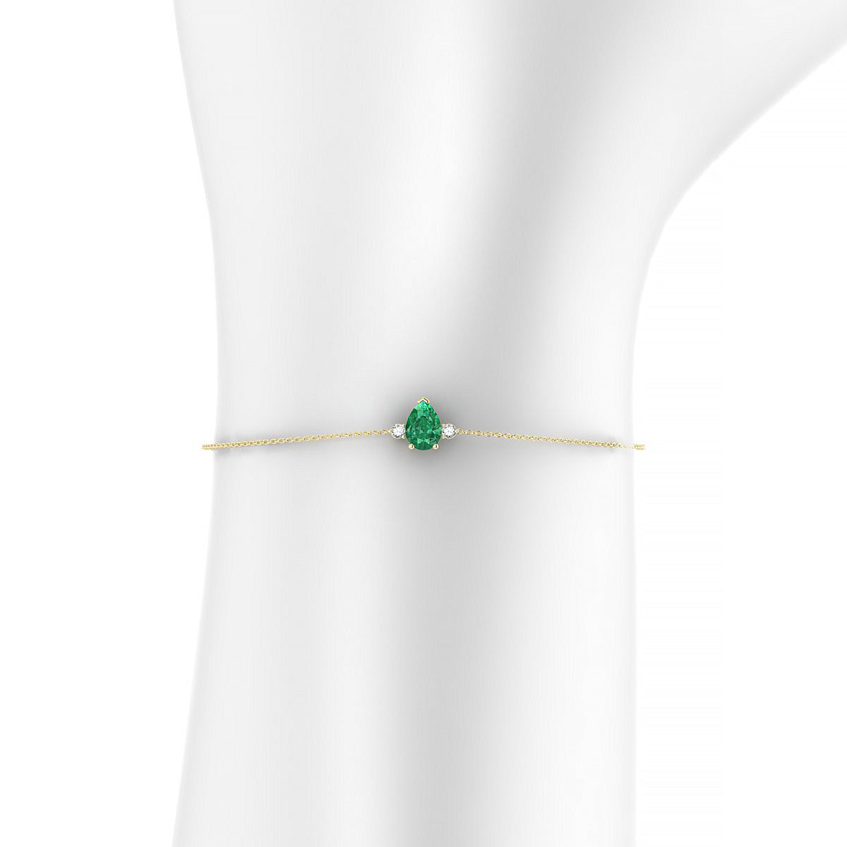 Sparkle | 18k Yellow Gold 7 x 5 mm Pear Emerald Bracelet