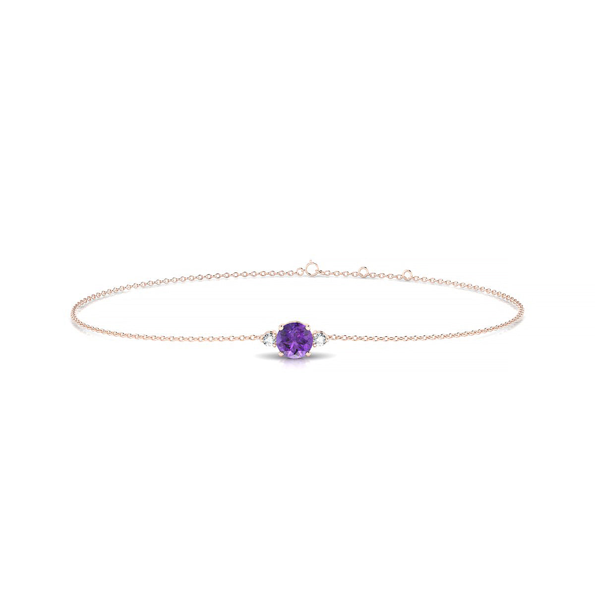 Sparkle | 18k Rose Gold 4.5 mm Round Amethyst Bracelet
