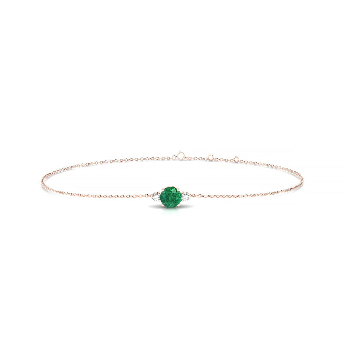 Sparkle | 18k Rose Gold 4.5 mm Round Emerald Bracelet