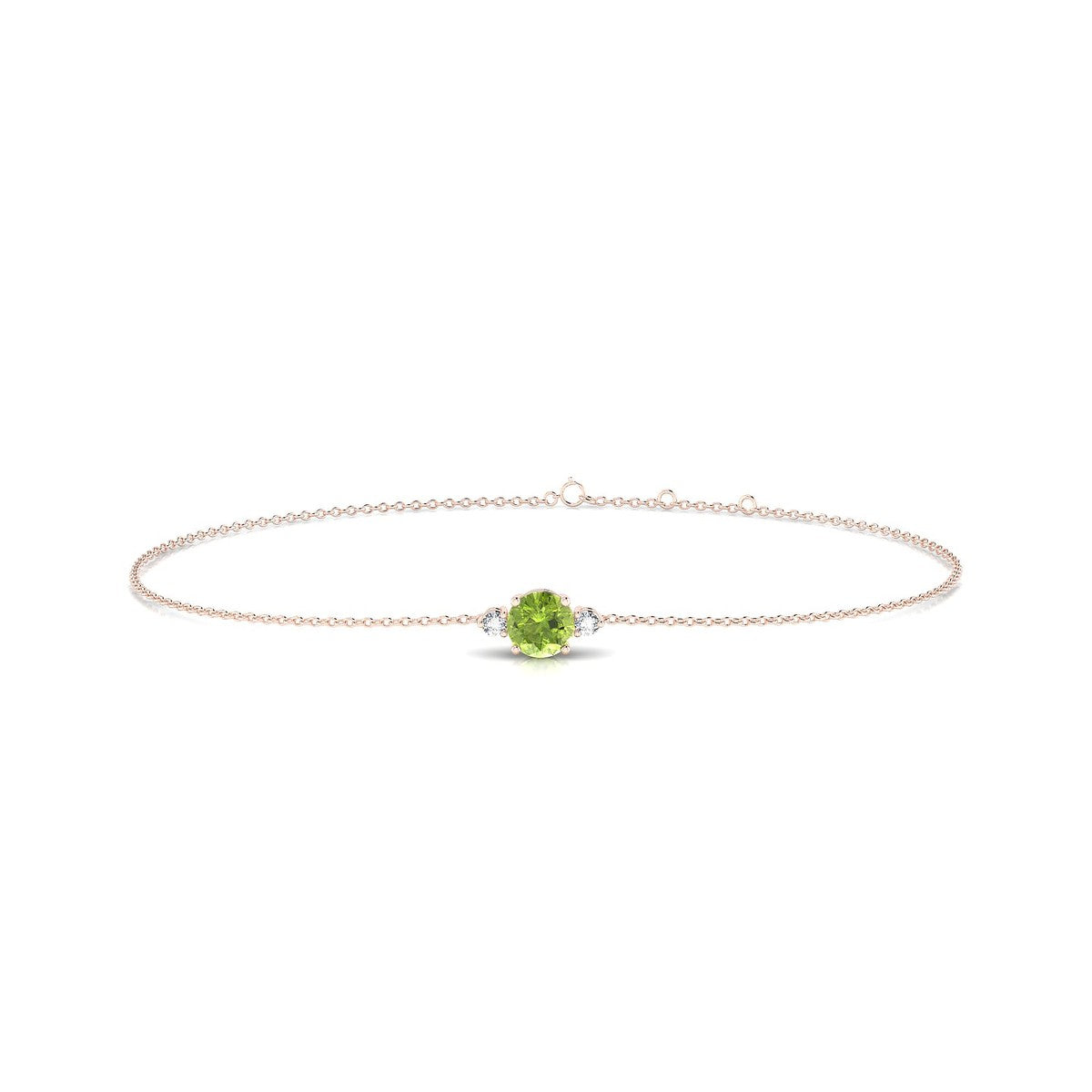 Sparkle | 18k Rose Gold 4.5 mm Round Peridot Bracelet