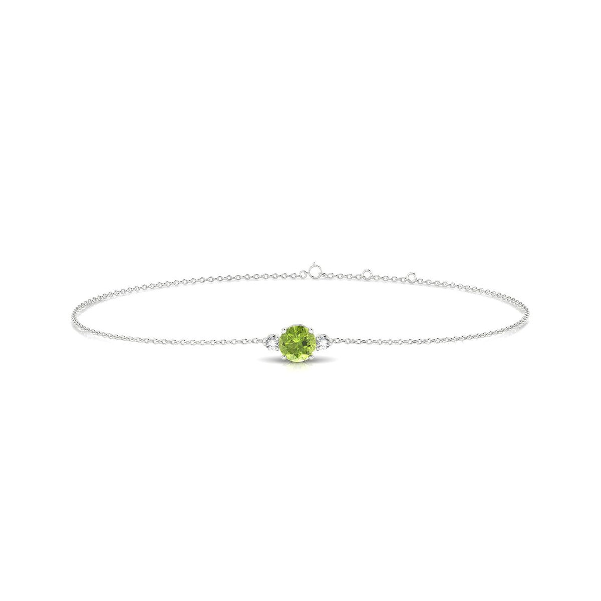 Sparkle | 18k White Gold 4.5 mm Round Peridot Bracelet