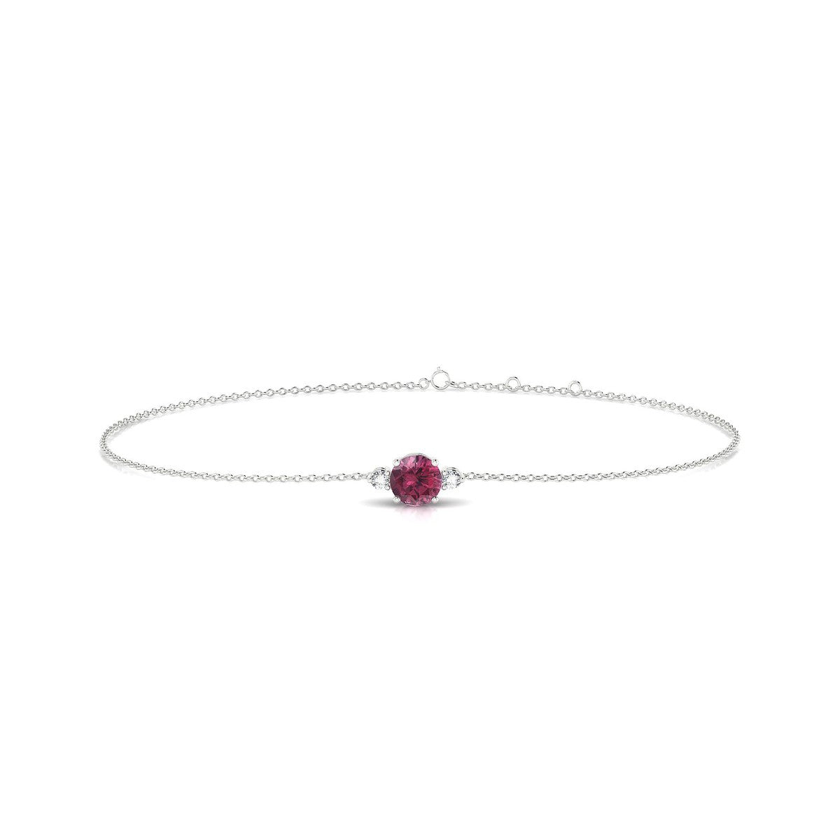 Sparkle | 18k White Gold 4.5 mm Round Rhodolite Bracelet