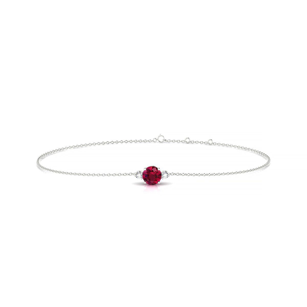Sparkle | 18k White Gold 4.5 mm Round Ruby Bracelet