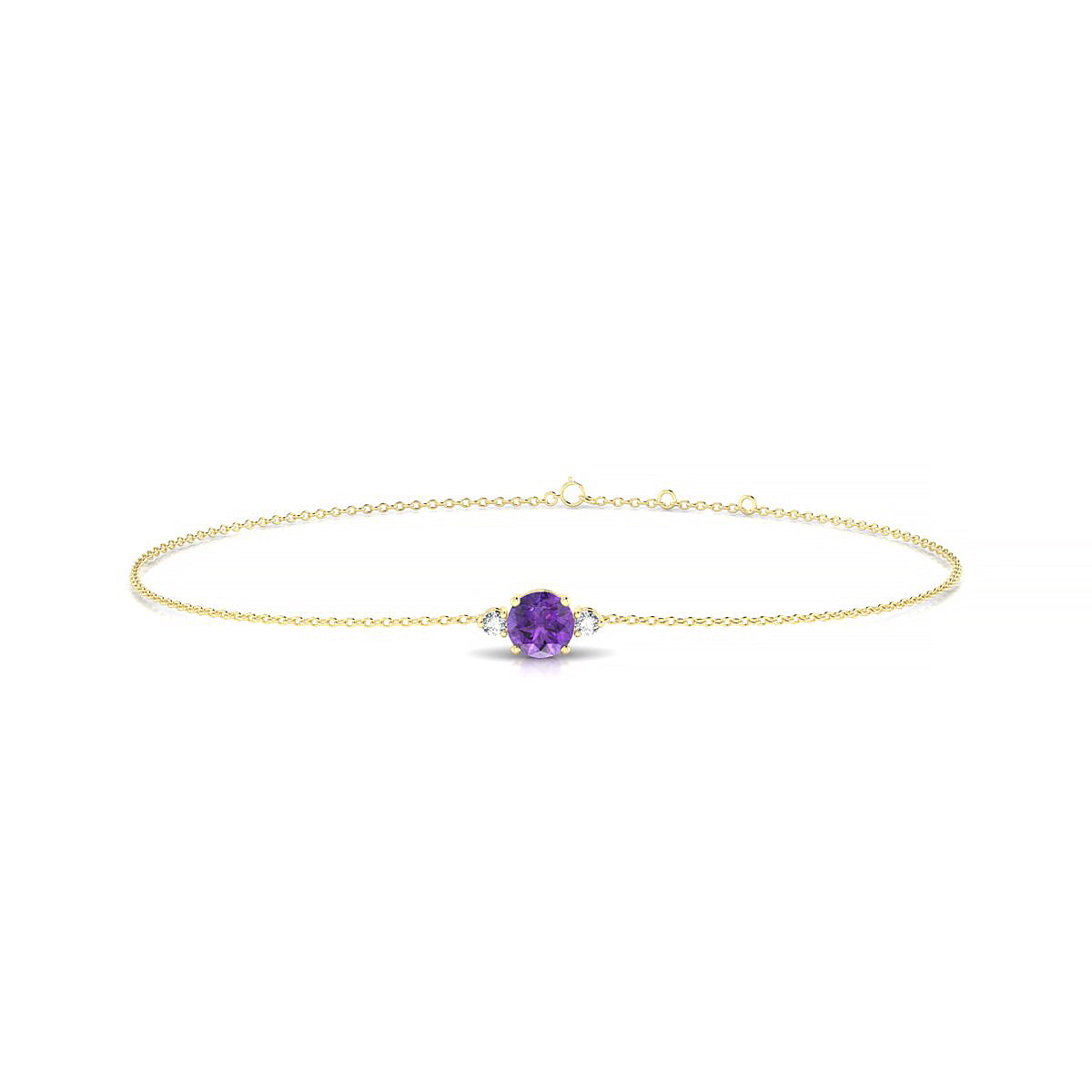 Sparkle | 18k Yellow Gold 4.5 mm Round Amethyst Bracelet