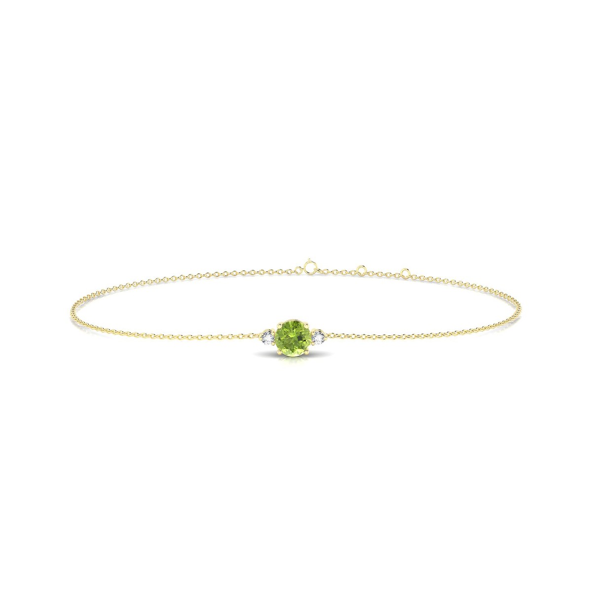 Sparkle | 18k Yellow Gold 4.5 mm Round Peridot Bracelet