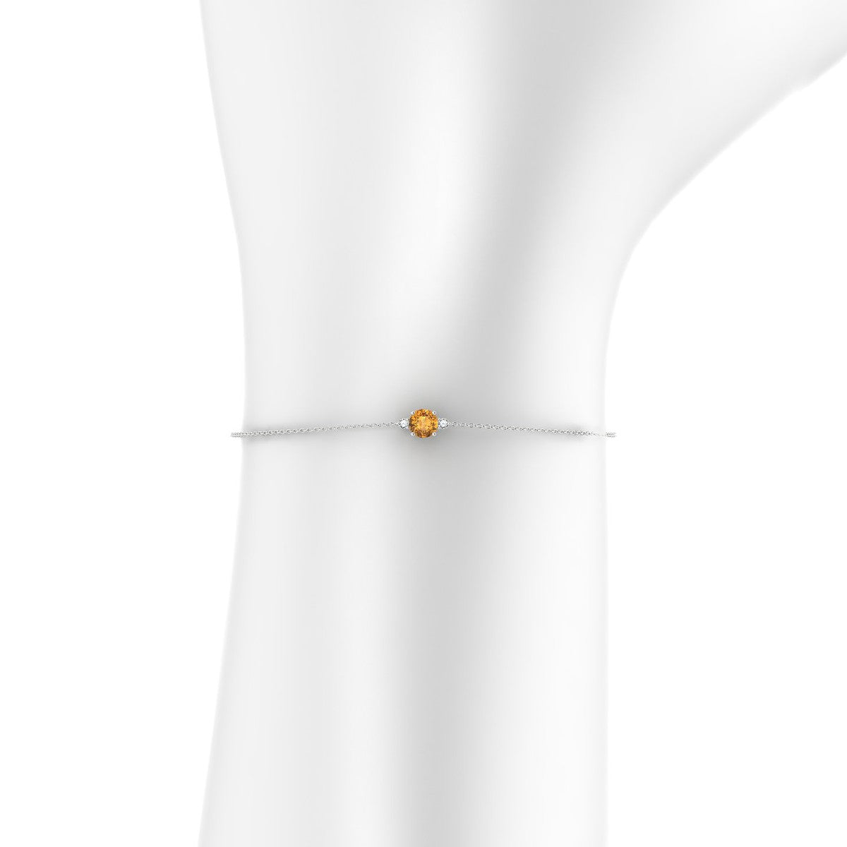 Sparkle | 18k White Gold 4.5 mm Round Citrine Bracelet