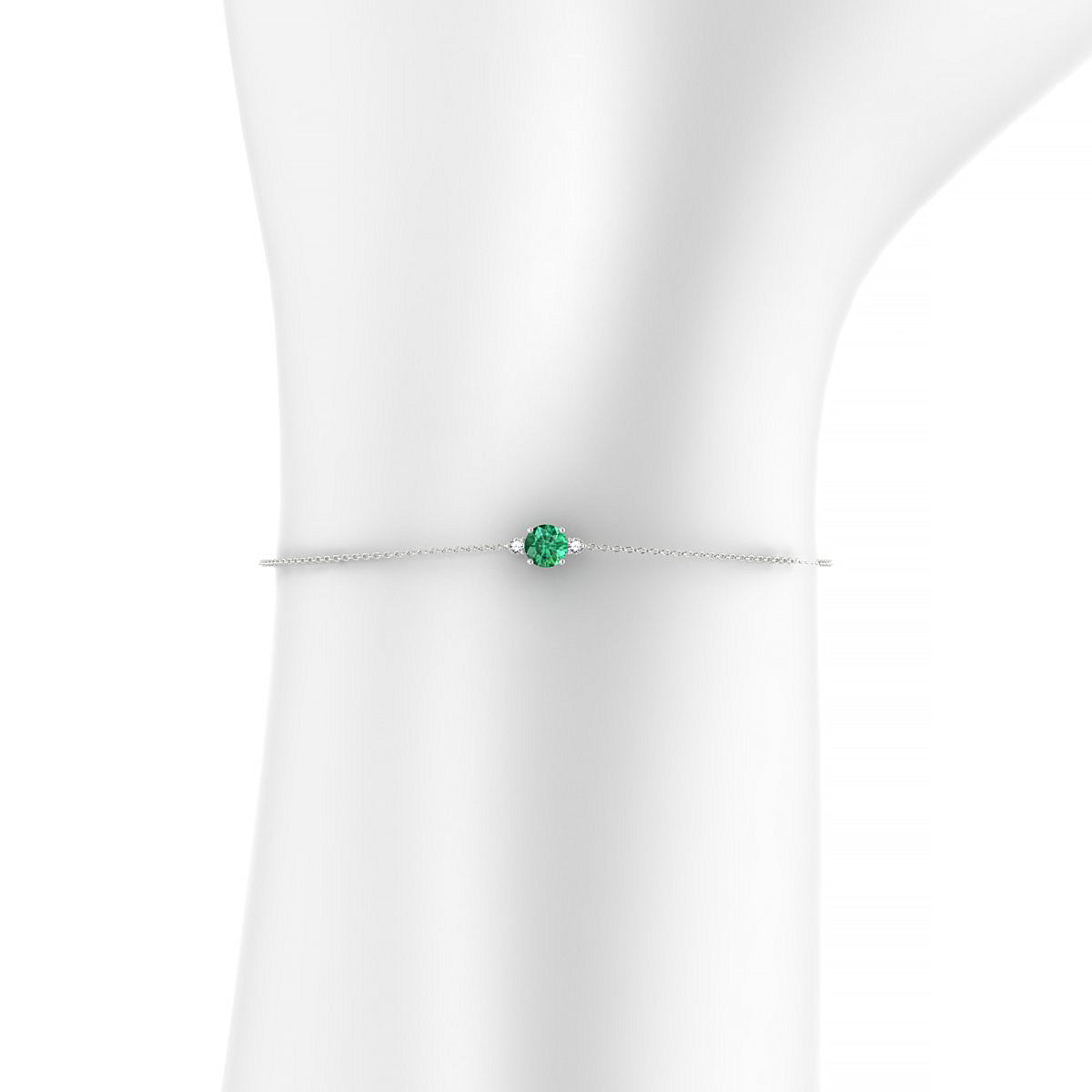 Sparkle | 18k White Gold 4.5 mm Round Emerald Bracelet