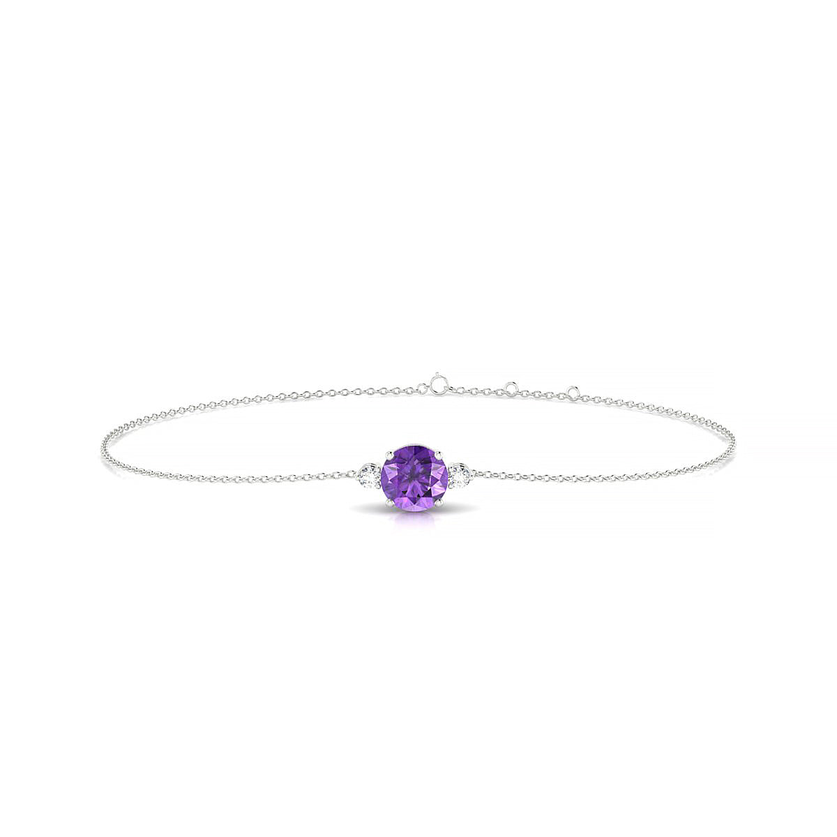 Sparkle | 18k White Gold 6 mm Round Amethyst Bracelet