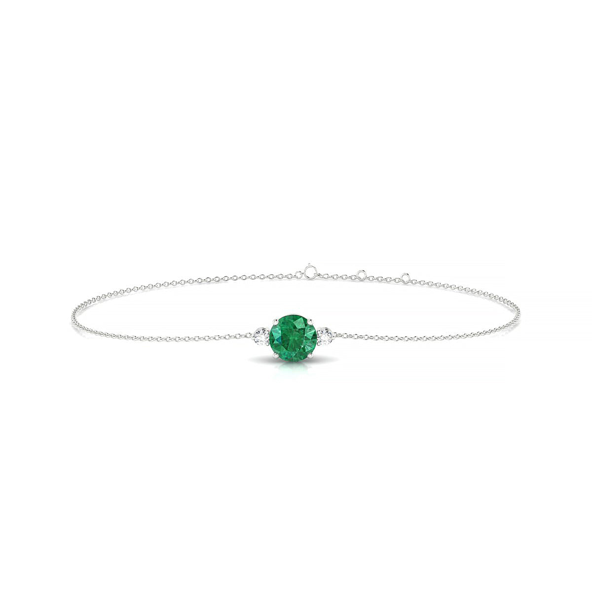 Sparkle | 18k White Gold 6 mm Round Emerald Bracelet