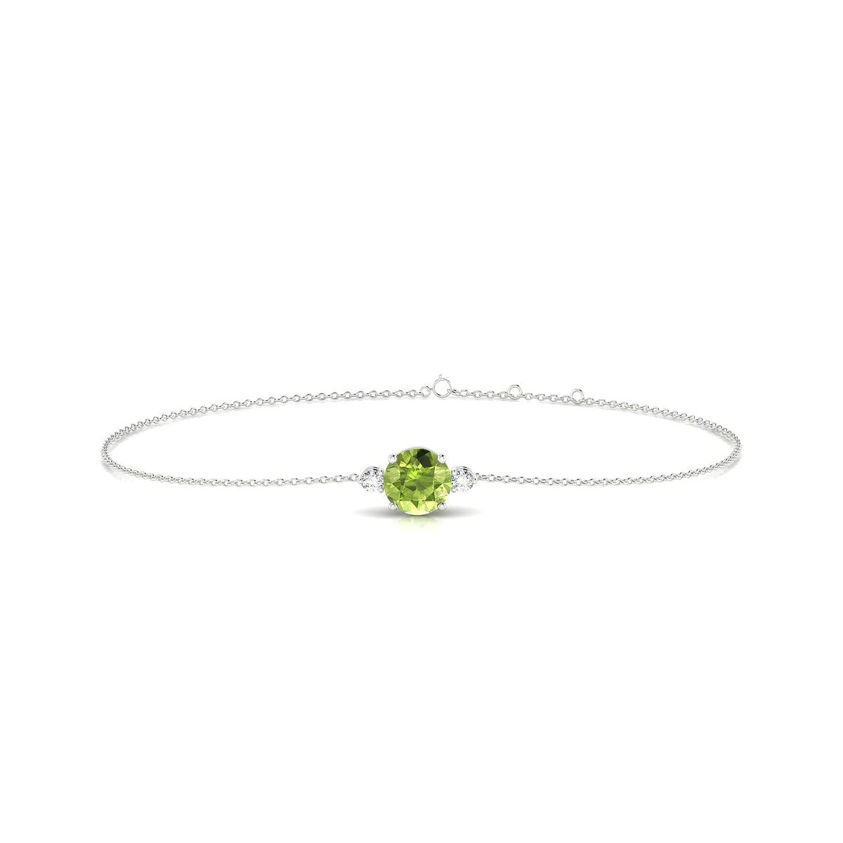 Sparkle | 18k White Gold 6 mm Round Peridot Bracelet
