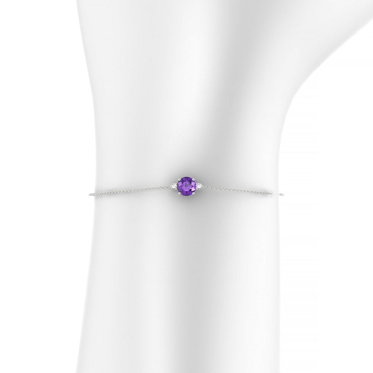 Sparkle | 18k White Gold 6 mm Round Amethyst Bracelet