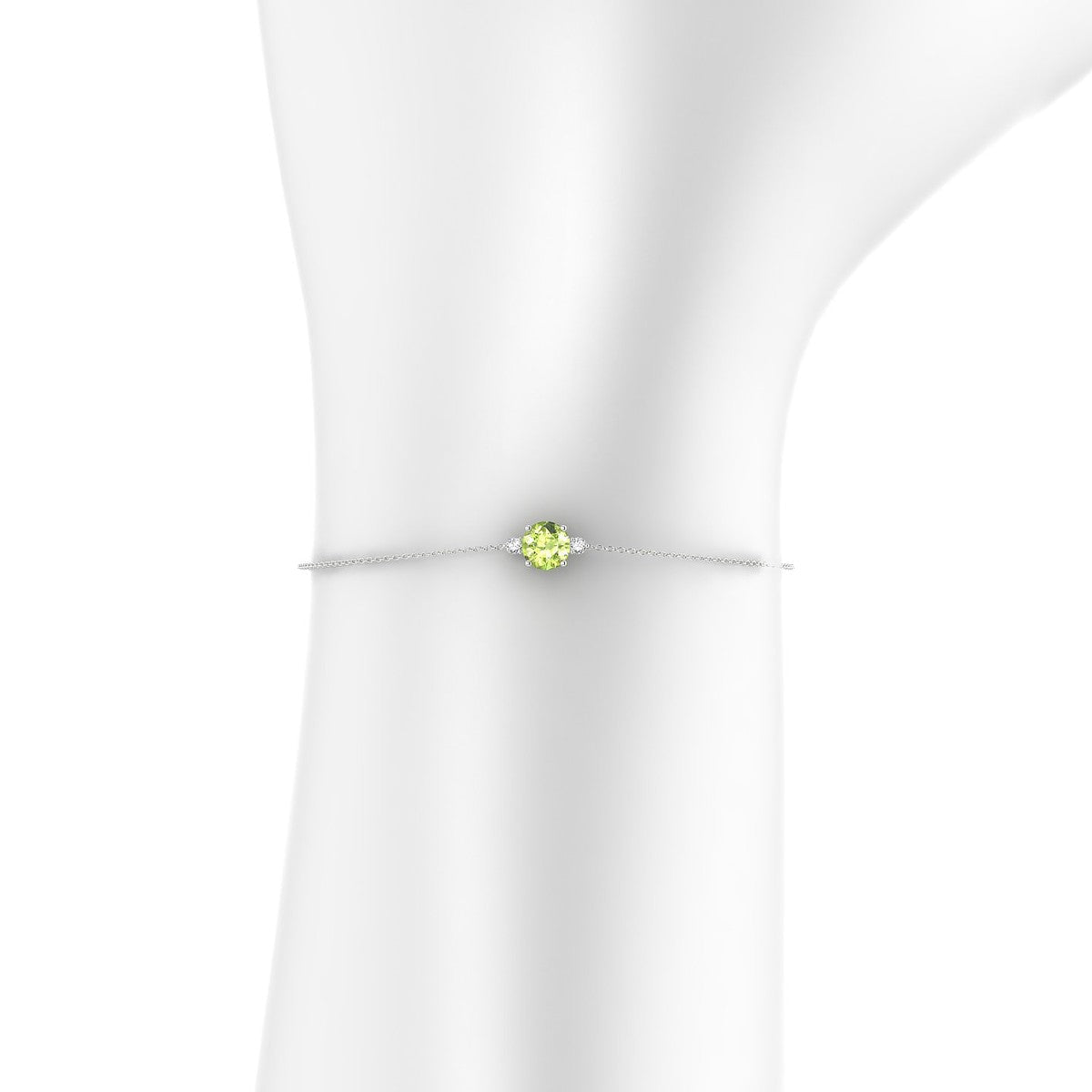 Sparkle | 18k White Gold 6 mm Round Peridot Bracelet
