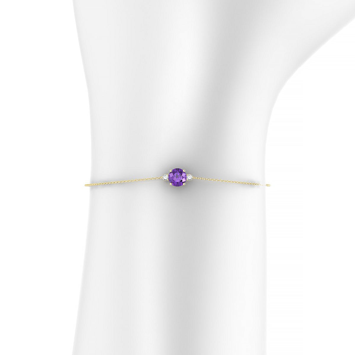 Sparkle | 18k Yellow Gold 6 mm Round Amethyst Bracelet
